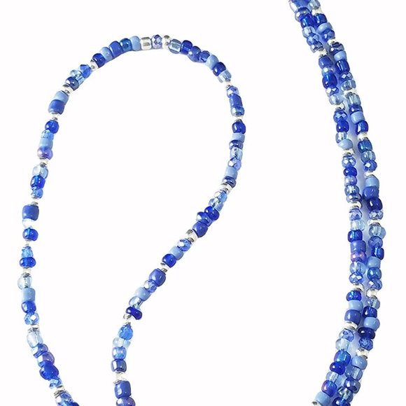 Sapphire, Indigo and Sky Blue, Handmade Beaded Eyeglass Sunglass Chain Holder - Picture 3 of 5